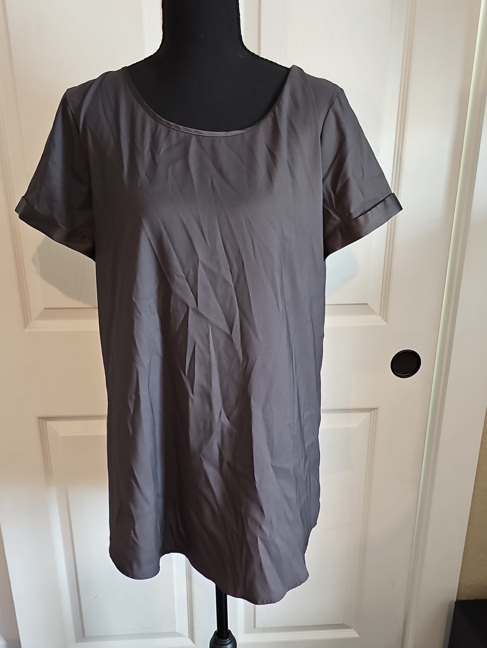 Express Women's Short-Sleeve Crewneck Top — Gray